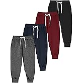 Resinta 4 Pack Toddler and Boys Joggers Sweatpants Cotton Kids Active Pants with Drawstring Casual Athletic Clothes