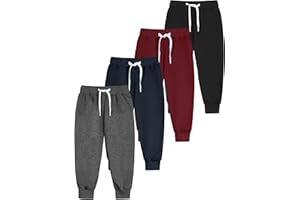 Resinta 4 Pack Toddler and Boys Joggers Sweatpants Cotton Kids Active Pants with Drawstring Casual Athletic Clothes