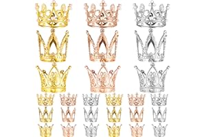 MJOGGOTT 27 PCS Gold Crown Cake Topper Mini Crown Crowns for Flower Bouquets Glittering Metal Queen Crown for Girls Lady Bridal Wedding Cake Decoration for Mothers Day Baby Shower Birthday Party 3 Colors