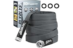 PLYPLYE Garden Hose 50ft, Made of TPU(Not PVC), Ultra-Light & Flexible Water Hose, Non-Shrinking, Easy to Store, Drinking Water Safe Material, All-weather, Black&Gray