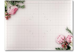 GLASSBOARD STUDIO Floral Glass Craft Mat (18x24in) - Magnetic, Heat & Scratch Resistant, Stain-Proof for Crafting, Cutting, Painting, Mixed Media Artwork - Grid & Angle Lines, Non-Slip Rubber Feet