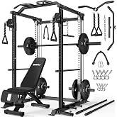 GOIMU DP01 Power Cage, 2000LBS Squat Rack with Cable Crossover and Dual Independent Pulley System, Full Cage for Full Body Training, Power Rack with More Training Attachments for Home Gym