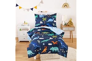Wake In Cloud - Toddler Bedding Set for Boys, 4-Piece Soft Kids Crib Bedding Including Comforter, Fitted Sheet, Flat Sheet an