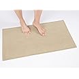 Cotton Paradise 100% Cotton Non Slip Bath Mats for Bathroom, 20x34 inch Soft Absorbent Quick Dry Machine Washable Floor Bath Mat, Beige Bath Rug