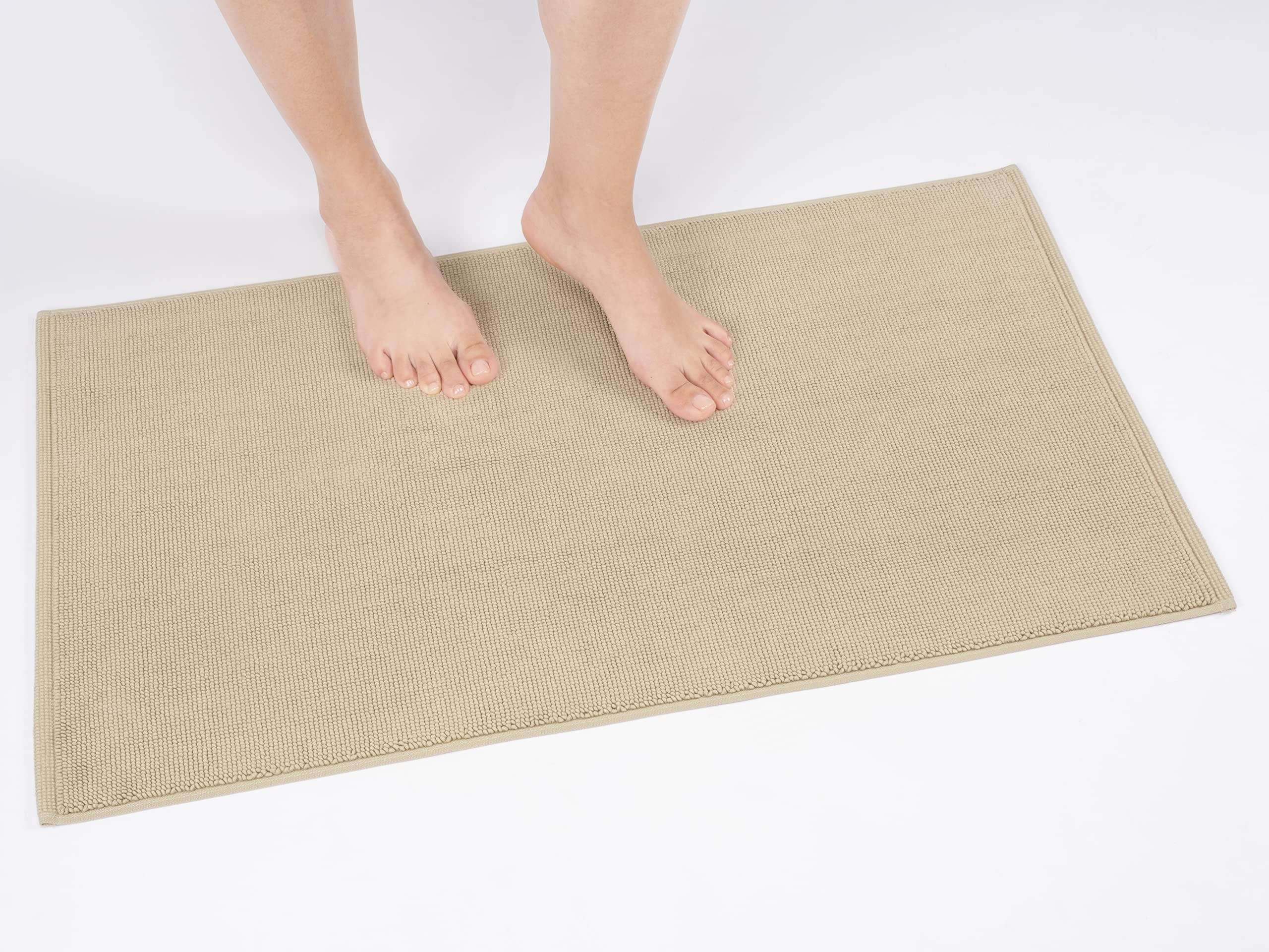 Photo 1 of Cotton Paradise 100% Cotton Non Slip Bath Mats for Bathroom, 20x34 inch Soft Absorbent Quick Dry Machine Washable Floor Bath Mat, Beige Bath Rug