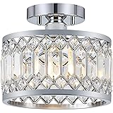 YURNYQ Crystal Ceiling Light Fixture, Modern Semi