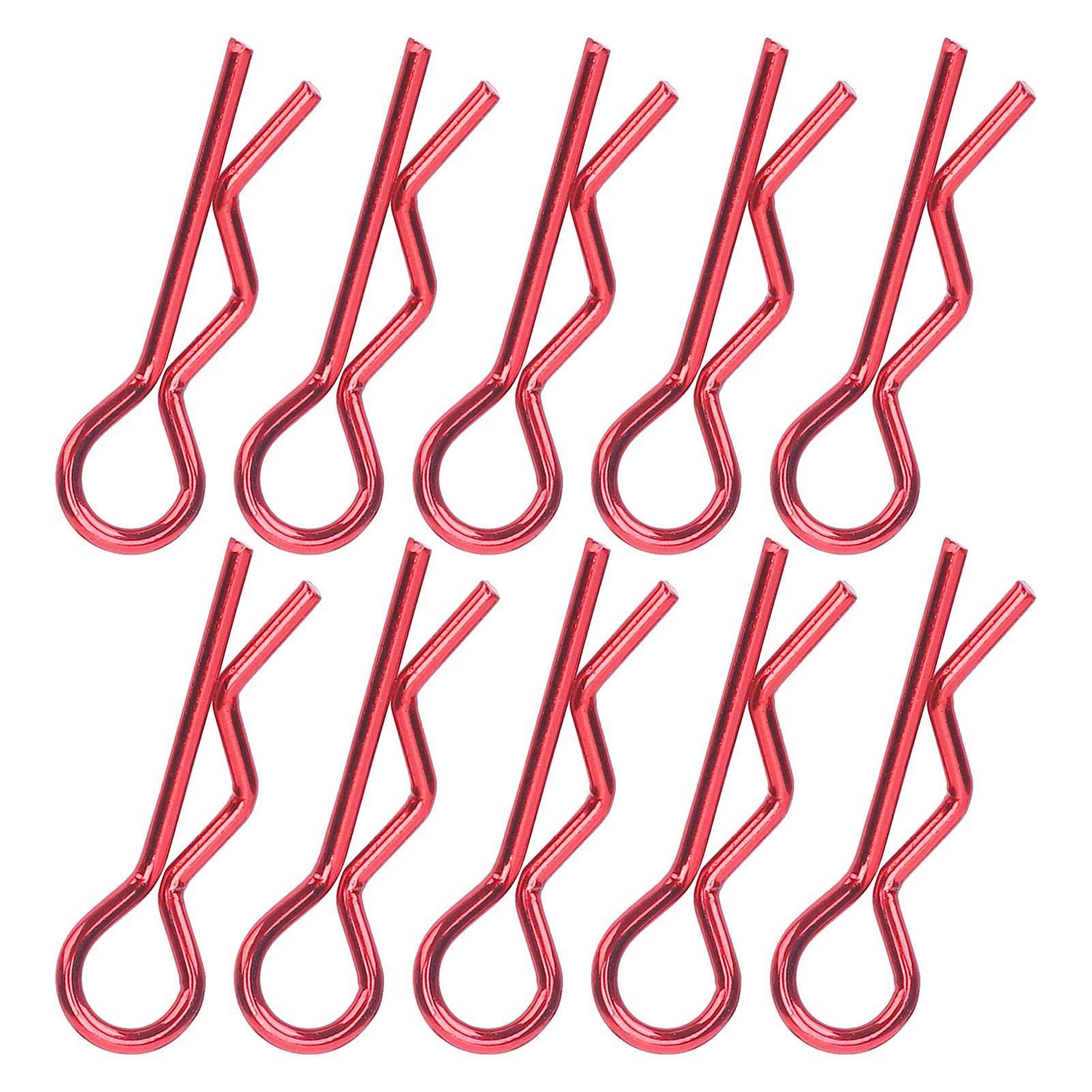 RC R‑Shape Clips, 10Pcs Metal 7MM RC Car Shell Clips Upgrade Spare Part for 1/5 1/6 1/8 1/10 RC Car(red)