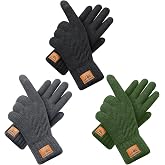 CHENMEI Winter Gloves for Men Women-Warm TouchScreen Cold Weather Gloves,Wool Knit Thermal Adults Gloves for Driving Texting
