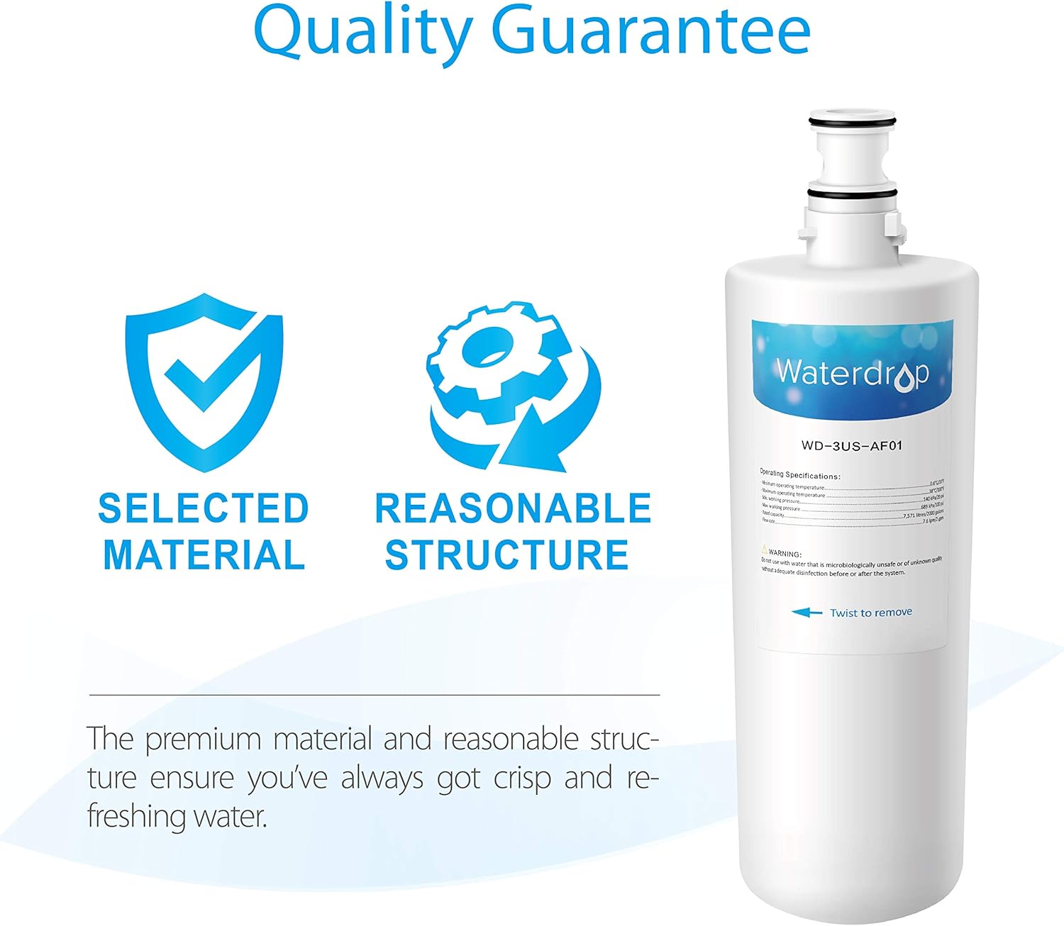 Waterdrop 3US-AF01 Undersink Water Filter, Compatible with Filtrete Standard 3US-AF01, 3US-AS01, Aqua-Pure AP Easy C-CS-FF, Whirlpool WHCF-SRC, WHCF-SUFC, WHCF-SUF, Pack of 2: Home Improvement
