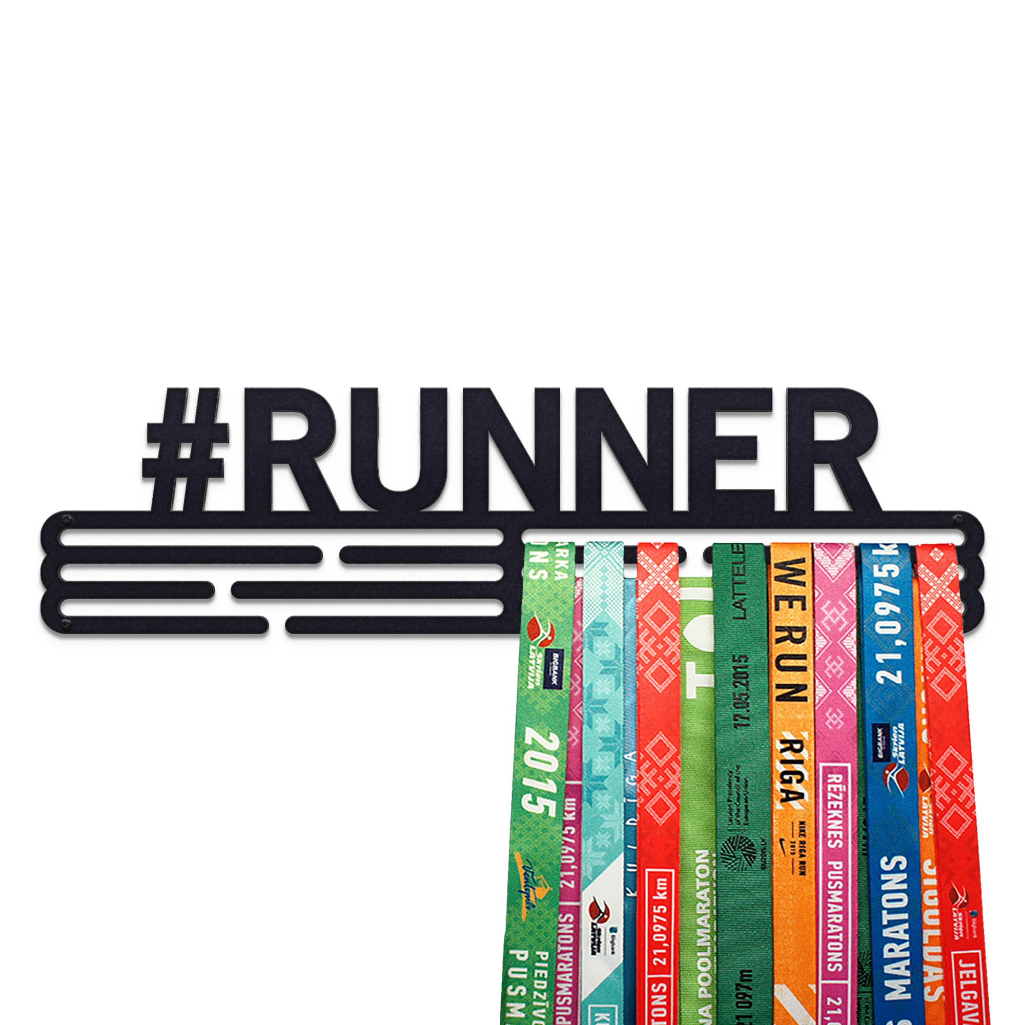 United Medals #RUNNER Sport Medal Hanger Display | Matte Black Steel Medal holder | Awards display rack for up to 48 medals