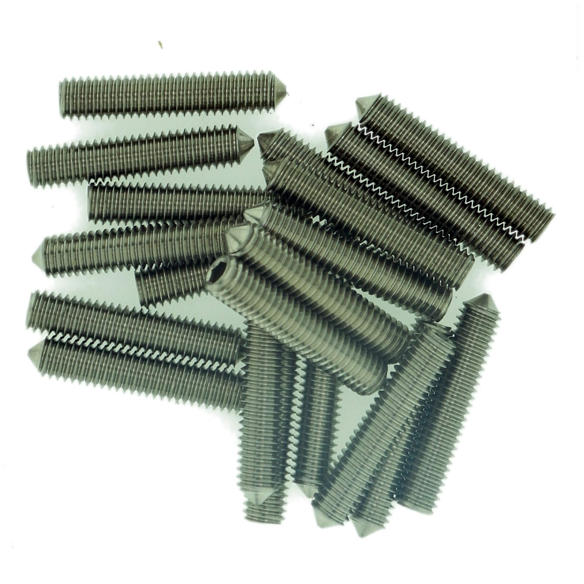 M3 (3mm x 16mm) Hex Socket Grub Screw (Cone Point) - Stainless Steel (A2) (Pack of 20)