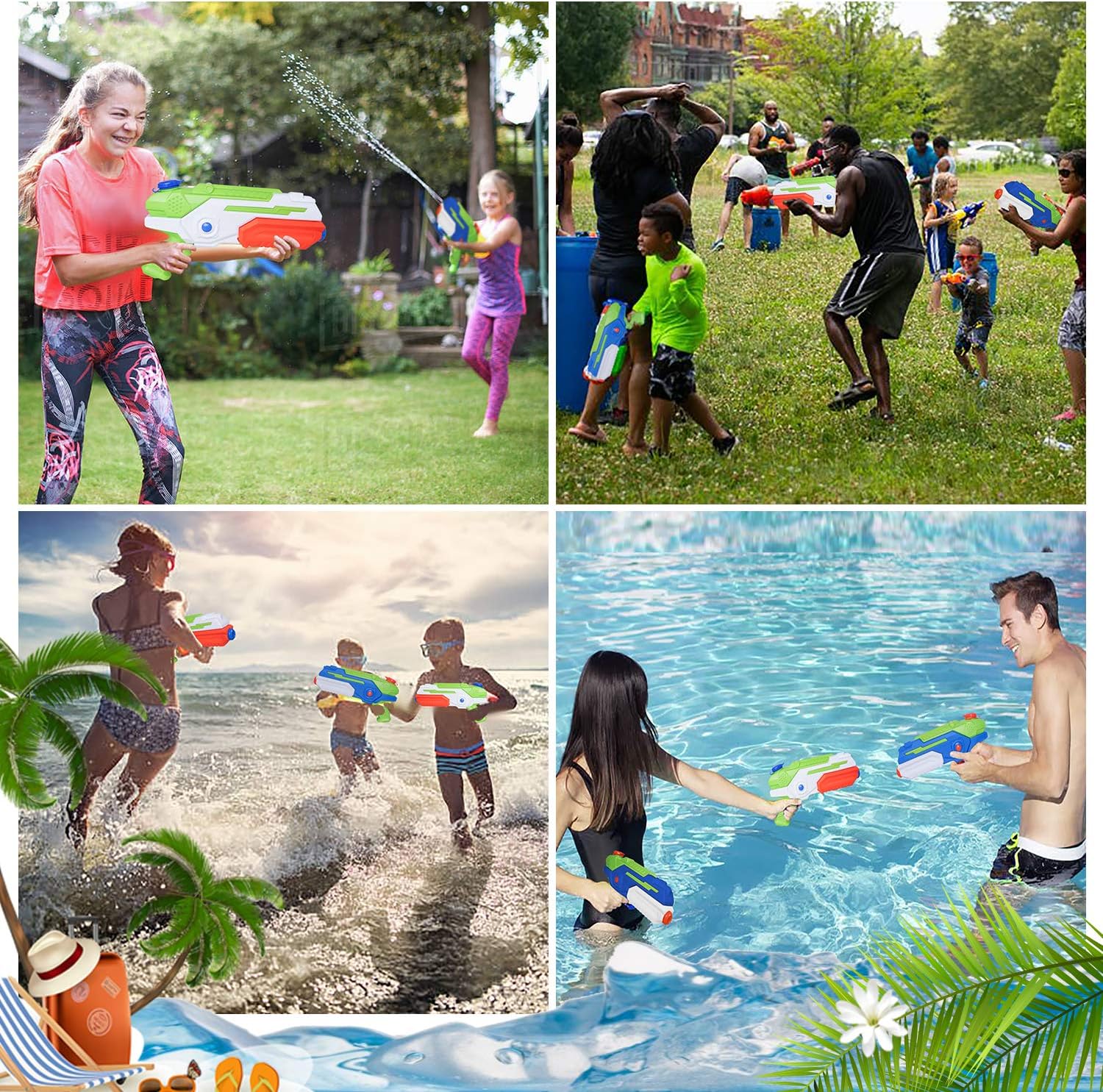 MOZOOSON Water Gun for Kids, 2x1000ccc Super Squit Water Soaker Blaster Pool Water Toys for Kids Outdoor Fighting Play Beach Sand: Toys & Games