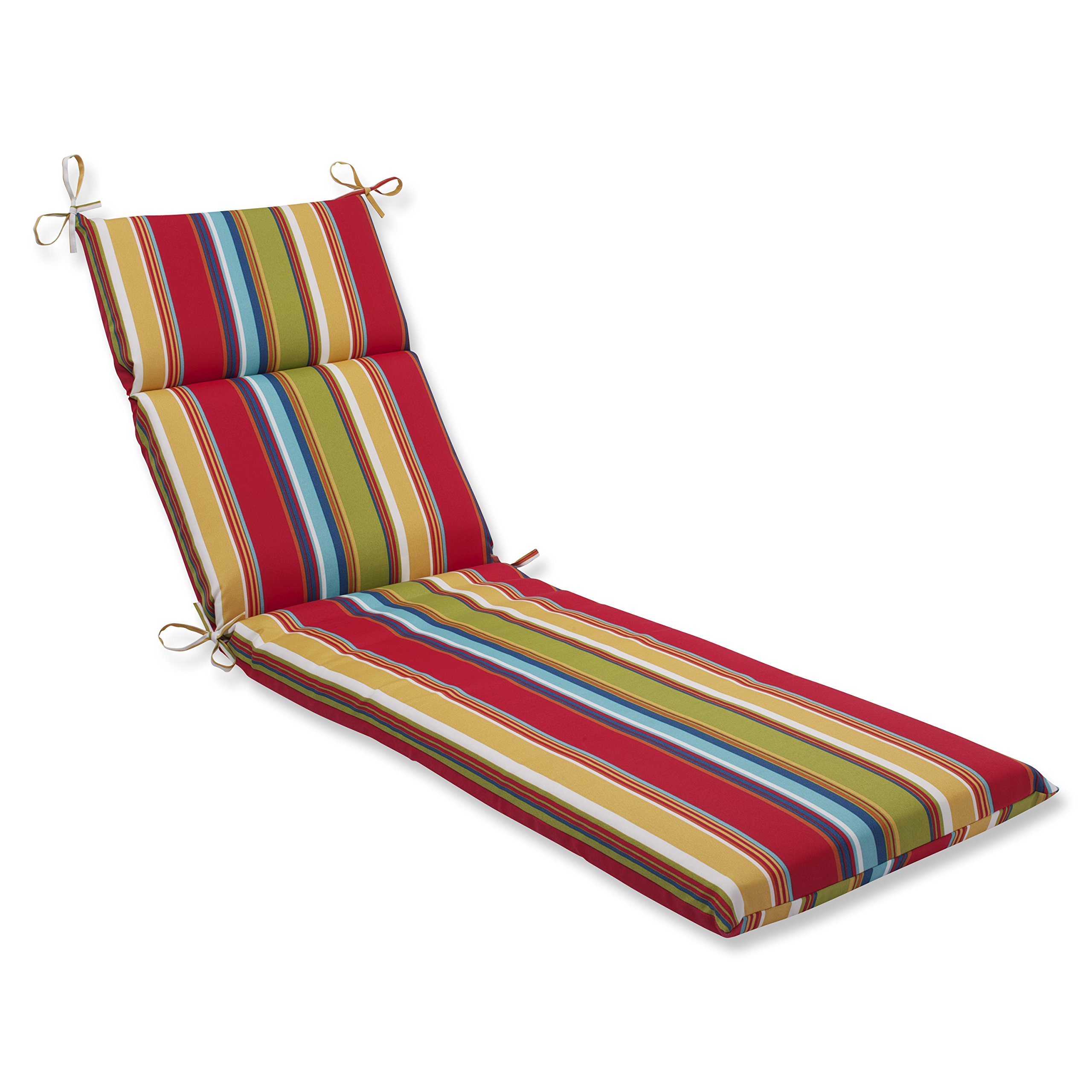 Pillow Perfect Stripe Indoor/Outdoor Split Back Chaise Lounge Cushion with Ties, Plush Fiber Fill, Weather, and Fade Resistant, 72.5" x 21", Red/Blue Westport, 1 Count Image Pillow Perfect Stripe Indoor/Outdoor Split Back Chaise Lounge Cushion with Ties, Plush Fiber Fill, Weather, and Fade Resistant, 72.5" x 21", Red/Blue Westport, 1 Count Image