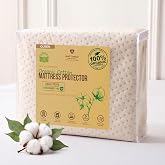 Luxury Waterproof Organic Mattress Protector Queen Size - Organic Cotton Breathable Mattress Pad Cover - Premium 380 GSM 3D Air Fabric - Deep Pocket - Jersey Cotton Skirt - Fitted Design