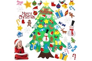 SRKMXZR Felt Christmas Tree for Toddlers, Felt Christmas Tree with Lights 28x40.9 Inch,40Pcs DIY 3D Wall Door Hanging Christmas Trees for Toddler Baby Kid Child, Felt Craft Kits for Xmas Party Decor Gift