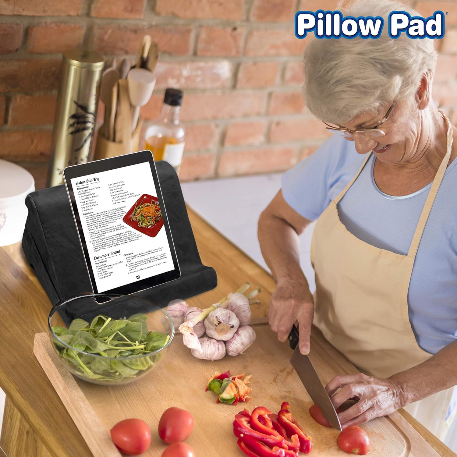 Ontel Pillow Pad Multi-Angle Soft Tablet Stand, Charcoal Grey: Health & Personal Care