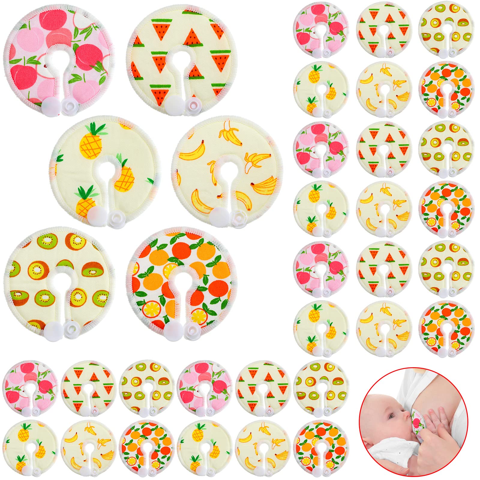 Photo 1 of 36 Pcs G Tube Button Covers Feeding Tube Pads Breast Nipple Soft Cotton Pads Reusable Button Washable Feeding Supplies for Kid Baby Breastfeeding Nursing Care, 6 Pattern