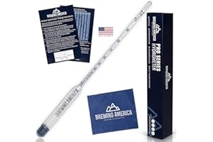 BREWING AMERICA USA-Made Alcohol Hydrometer Tester 0-200 Proof & Tralle Pro Series Traceable - Distilling Moonshine Alcoholmeter for Proofing Distilled Spirits