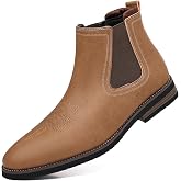 DADAWEN Cowboy Boots for Men Square Toe Chelsea Boots Mens Western Boots Slip On Casual Retro Ankle Boots