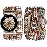 JR.DM Boho Beaded Handmade Braided Bracelet Band Women 20mm Compatible with Samsung Galaxy Watch 7/6/5/4/Active 2/4 Classic/6 Classic/5 Pro/FE 40mm 42mm 43mm 44mm 45mm 46mm 47mm