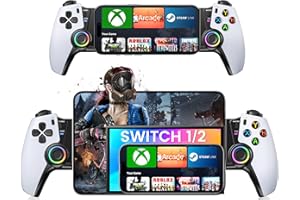 KICKDOT Wireless Phone Controller for iPhone/Android/Switch 1/2/OLED/iPad Mini With Hall Joystick, LED Mobile Gaming Controller for iOS Support Xbox Cloud, Steam Link, GeForce Now, Arcade,Call of Duty, Roblox