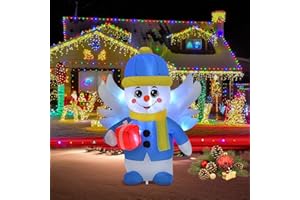 INFLEASJOIY HZGDEJTG 4FT Christmas Inflatable Outdoor Decorations, Blue Snowman Inflatable Patio Decorations with LED Lights for Indoor Outdoor Patio Garden Christmas Decorations