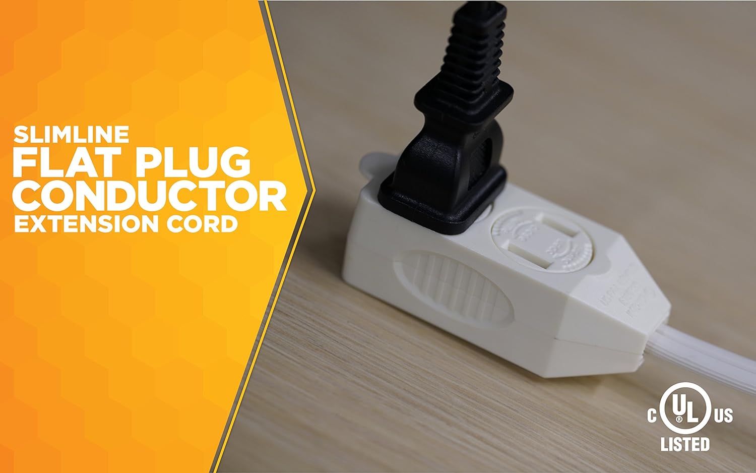 SlimLine 2235 Indoor Flat Plug Extension Cord, 3 Foot Cord, Right Angled Plug, 16 gauge, 3 Polarized Outlets, 125 Volts, Space Saving Design, Neutral White Color, UL and CUL Listed… - - 