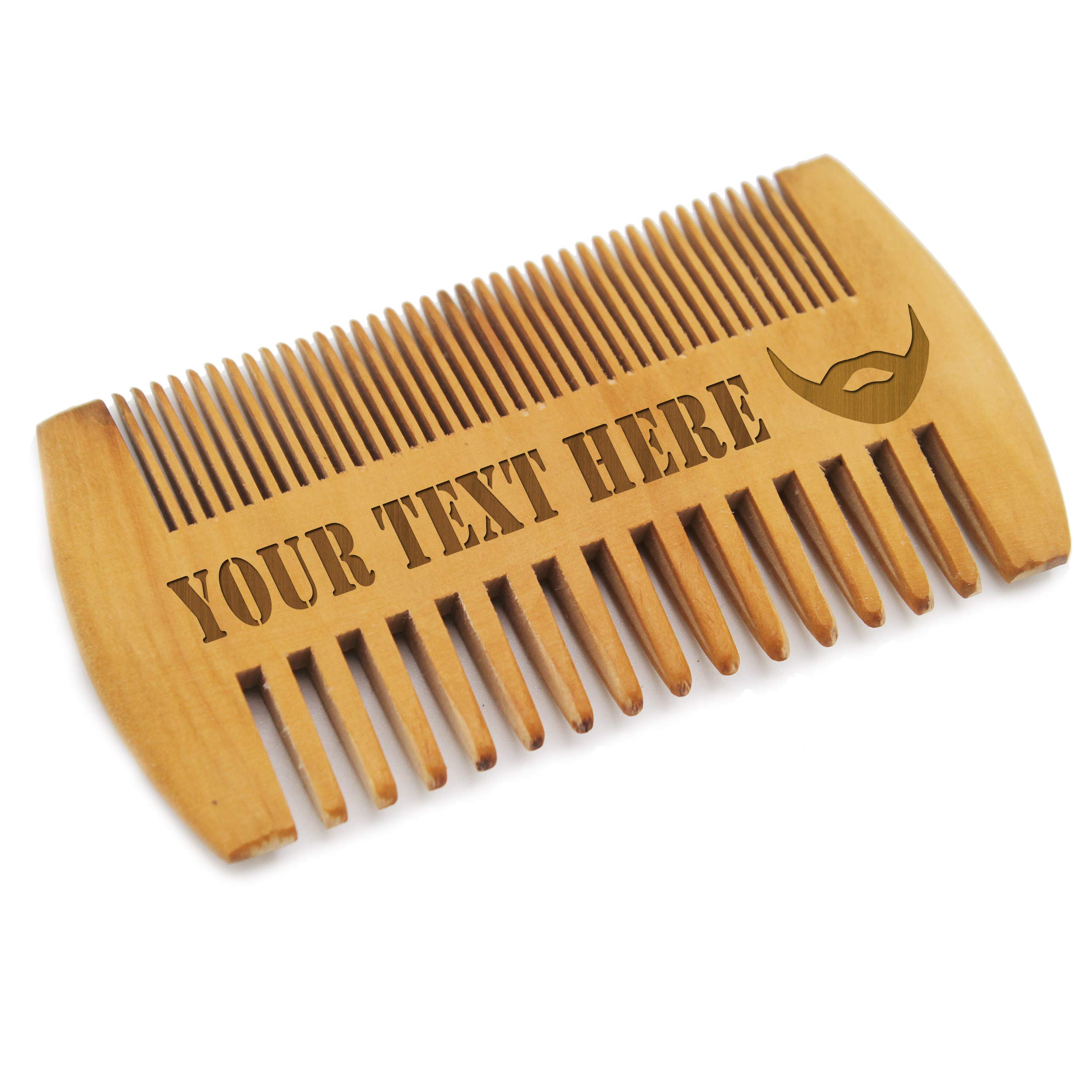 My Personal MemoriesCustom Engraved Wooden Beard and Mustache Comb - Personalized Grooming Wood Brush Gift with Dual Action Teeth for Men, Guys, and Him