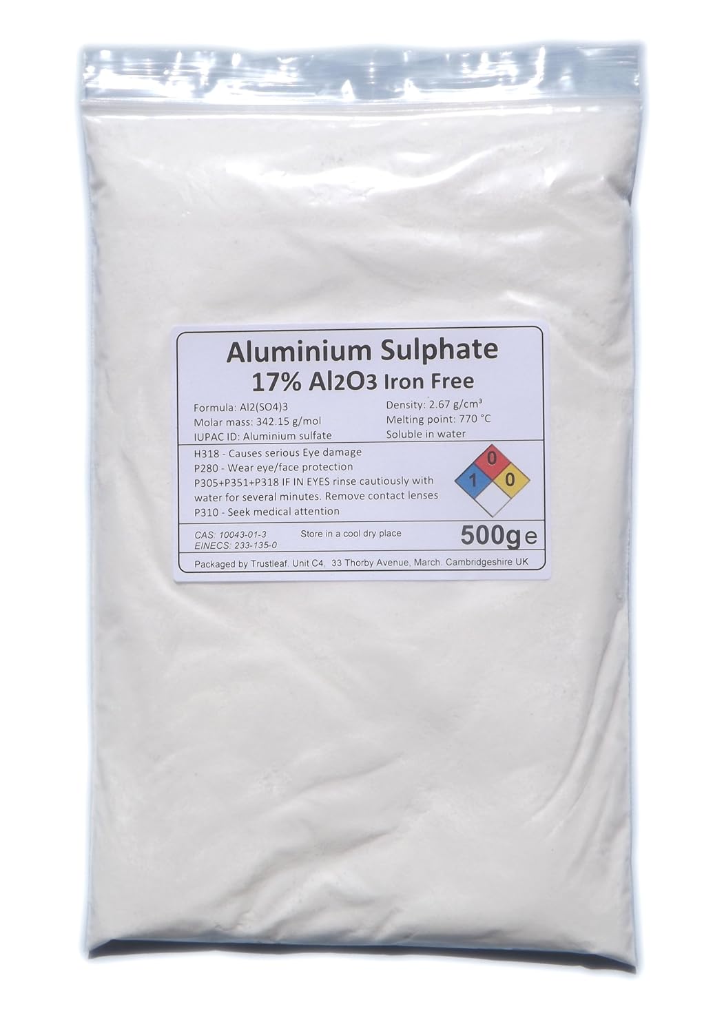 500g of Aluminium Sulphate Al2(S04)3 Iron Free Mordant / Purifier