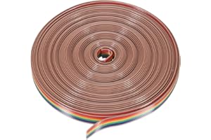 MECCANIXITY 1 Pcs 8 Pin Flat Rainbow Ribbon Cable 30 Ft 1.27mm Pitch Breadboard Jumper Wires for Electronic Projects