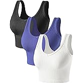 PINKSAVIOR 3 Pack Crop Tank Tops for Women V Neck Sleeveless Basic Tanktops for Workout Yoga Shirts