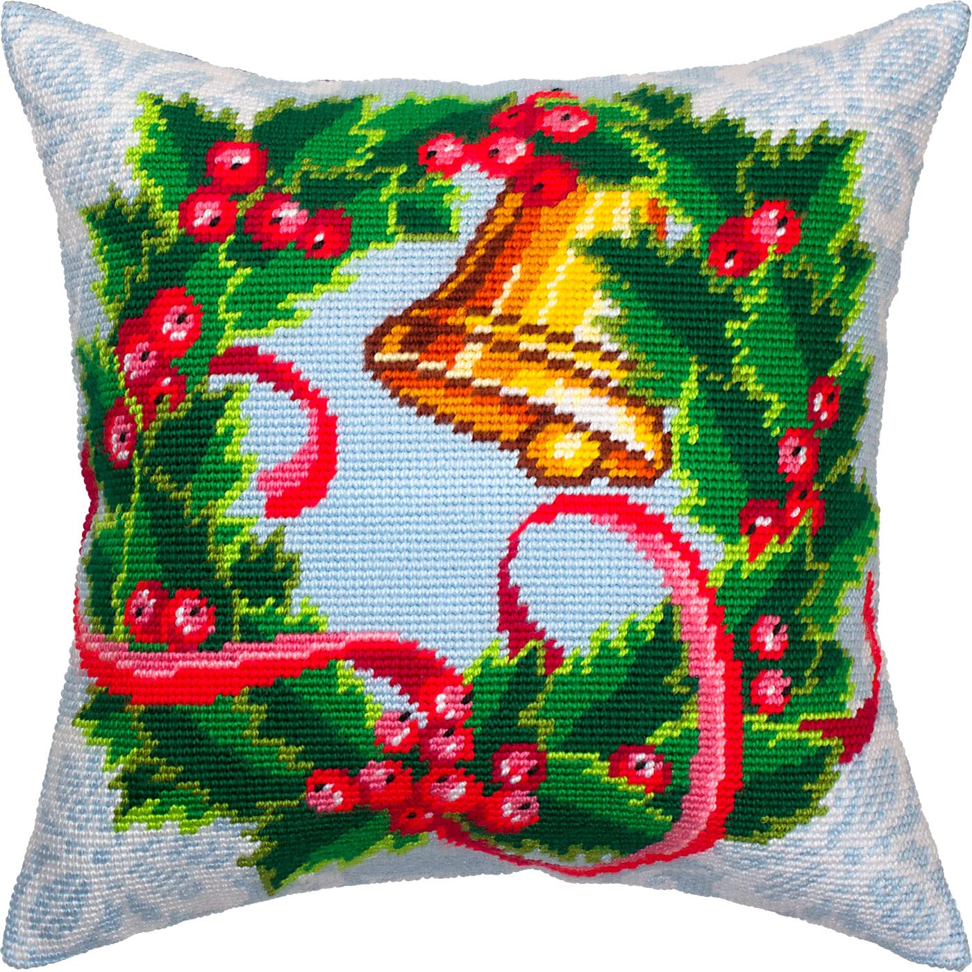 Brvsk Advent Wreath. Stamped Cross-Stitch Kit w/Printed Tapestry Canvas (40 × 40 cm) — Stamped Cross-Stitch Cushion Kit for Creative Home Décor — Needlework Kit for Adult Beginners