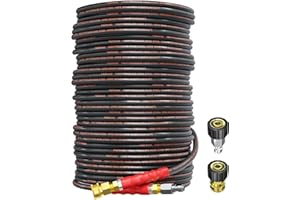 Heliwoo 150ft Pressure Washer Hose 4200 PSI, Kink Resistant Industrial Grade Hose with 3/8 Quick Connect Ends and Adapters for Hot & Cold Water up to 140°F, Steel Wire Braided Hose for Power Washing