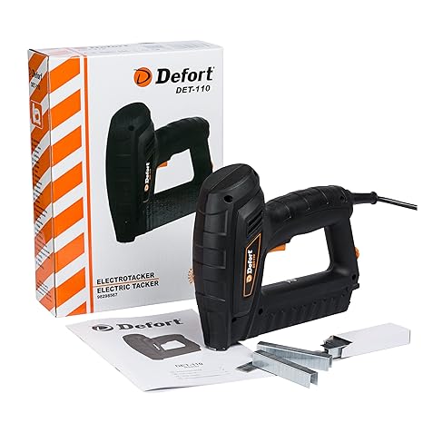 Defort DET-110 leistungsstarker Elektrotacker 20 S/min geeignet für Klammern und Nägel