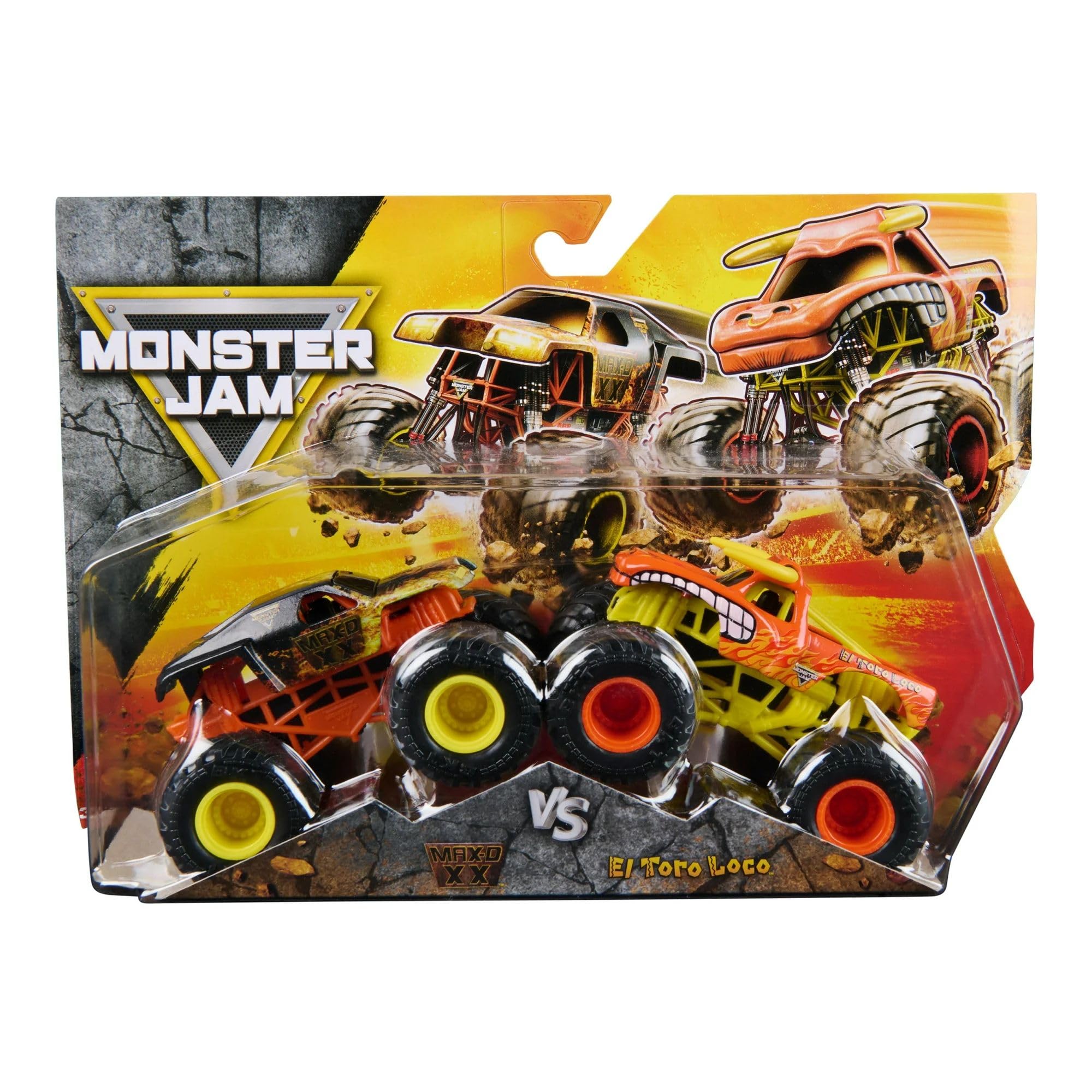 Monster Jam Official 1:64 Scale Diecast Truck 2-Pack Series 33 Max-D XX vs El Toro Loco