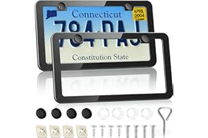 License Plate Frames - 2Pcs Heavy Duty Matte Black License Plate Frame Holder for Front & Rear, Rustproof Stainless Steel Lic
