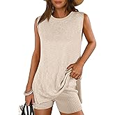 ANRABESS Women Summer 2 Piece Outfits Sleeveless Knit Sweater Top & Shorts Soft Lounge Sets Travel Beach 2026 Spring Clothes