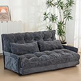 MAXYOYO Sofá de suelo ajustable con 2 almohadas, cama puff multifuncional, sofá cama plegable de 5 posiciones con reposabrazo