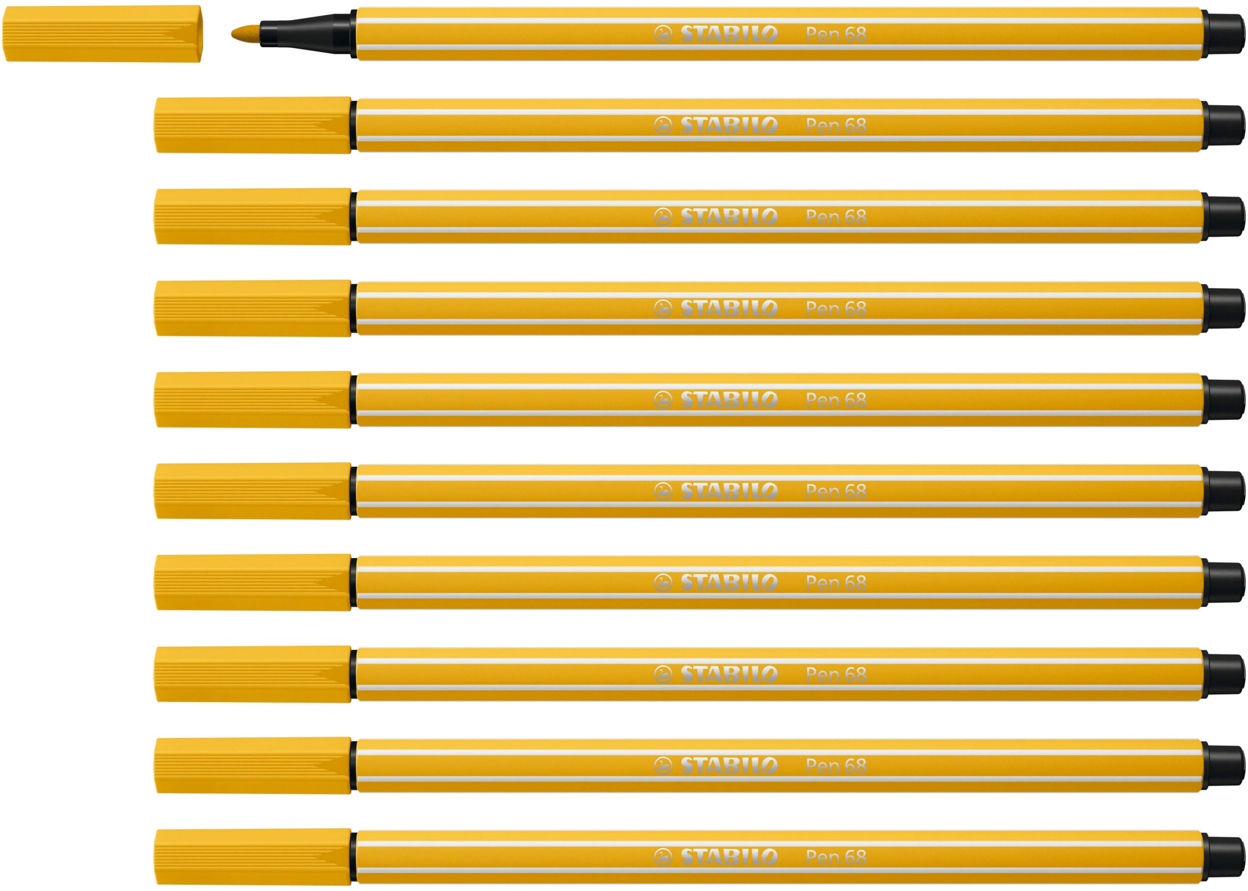 STABILO Pen 68 - Premium Fibre-Tip Pen - Pack of 10 - Curry