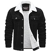 HOW'ON Men's Corduroy Jacket Sherpa Lined Warm Jackets Fur Collar Casual Coats