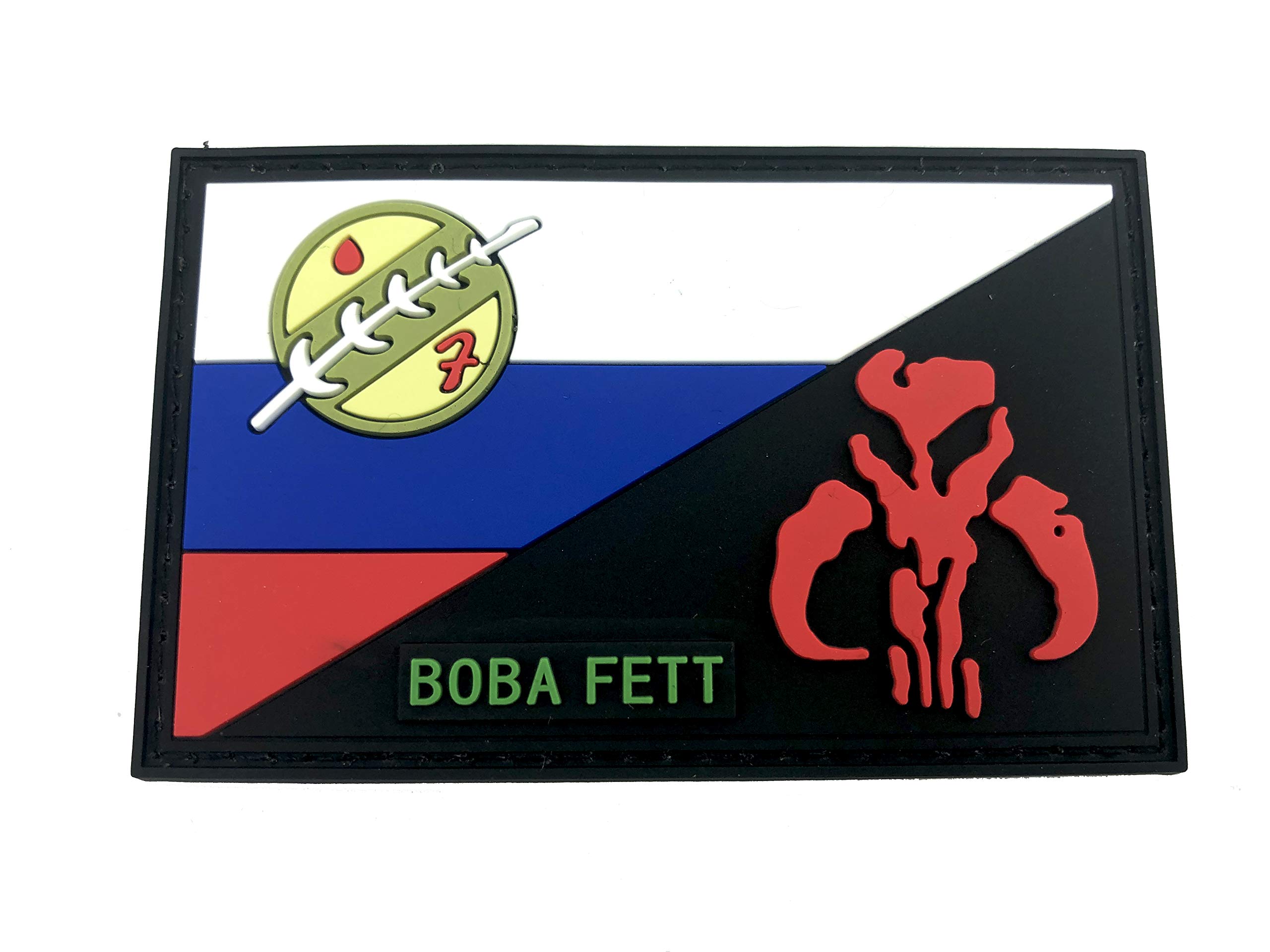 Russia Russian Flag Bounty Hunter Boba Fett Mandalorian Bantha Skull Airsoft Paintball PVC Morale Patch