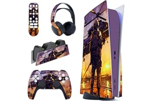 PlayVital Full Set Skin Decal for ps5 Console Disc Edition, Sticker Vinyl Decal Cover for ps5 Controller & Charging Station & Headset & Media Remote - Breaking Dawn