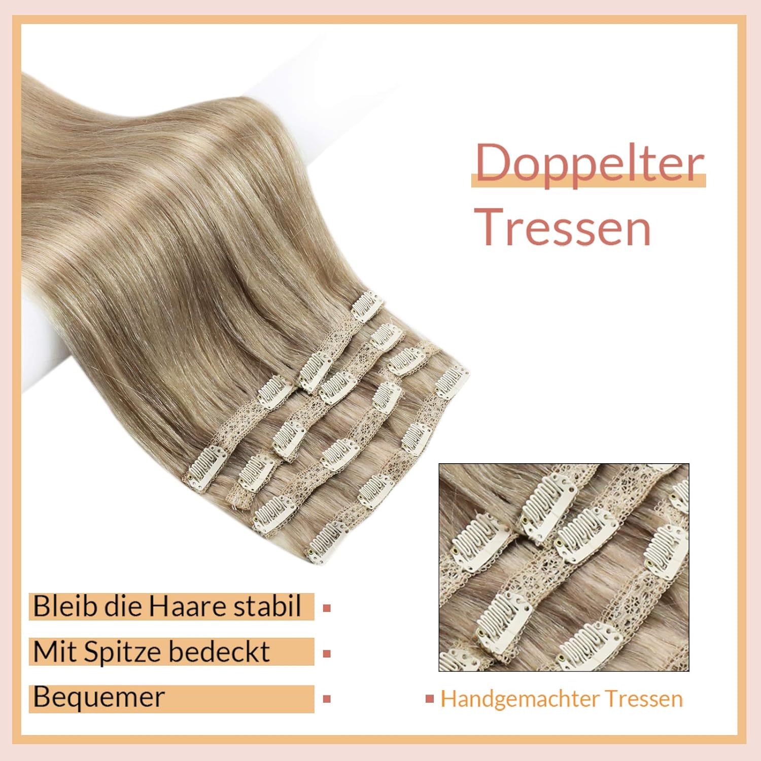 YoungSee Clip in Hair Extensions Blonde - Dark Blonde mixed Medium Blonde - Double Weft Real Hair Extensions Clips Remy Hair 7pcs/100g 22inch - Image 5