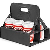 Solbor Portable Drink Carrier with Handle, 6 Cup Reusable Drink Carrier for Delivery,Foldable Cup Coffee Carrier, Cocktails, Wine, Safely Secures Hot and Cold Beverages - for Delivery and Take Out