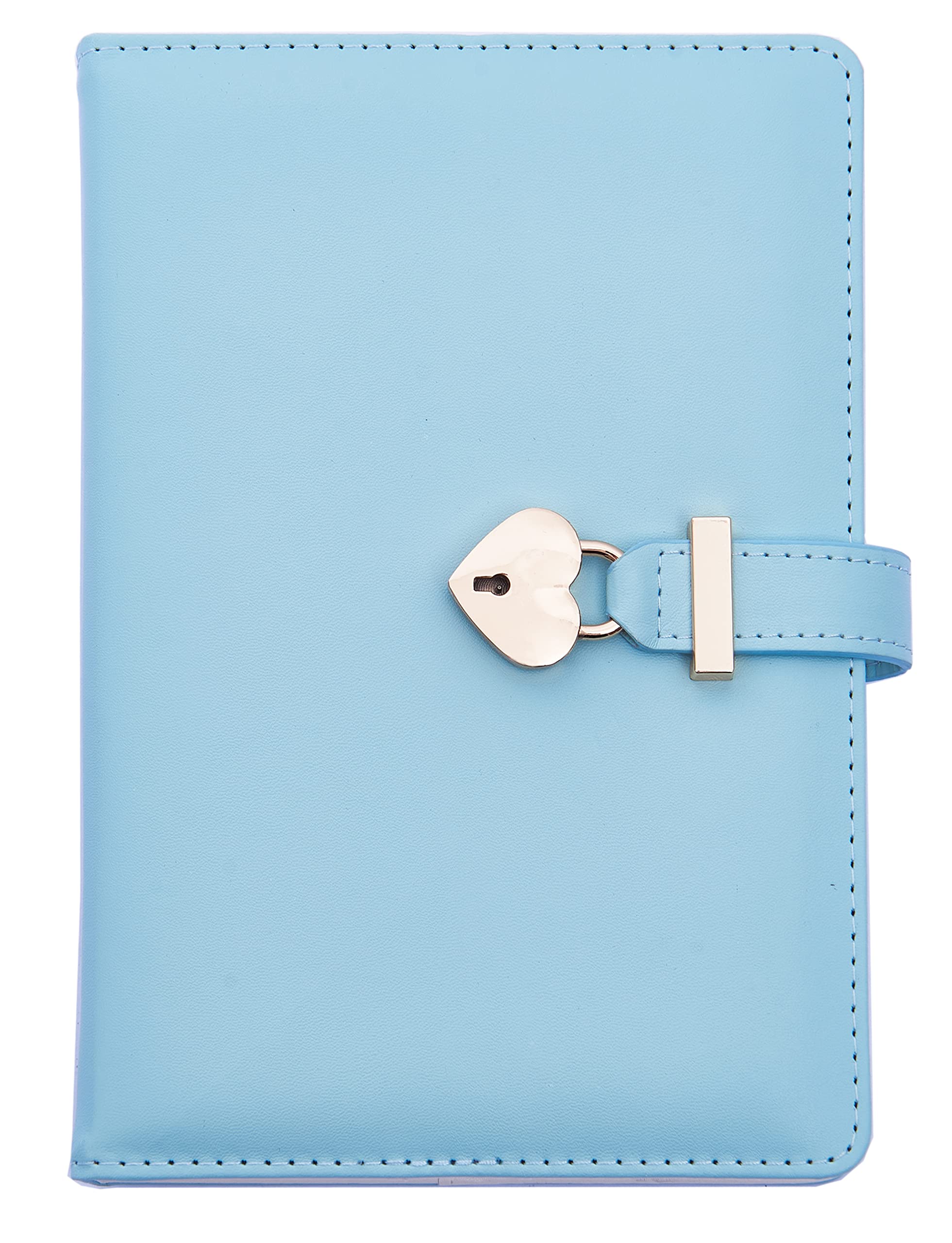 NectaRoy A5 Cute Lockable Journal with Heart-Shaped Lock & Key, Secret Notebook Travel Diary, PU Leather Writing Notepad, Padlock Personal Sketchbook Birthday Gift, 220x150mm