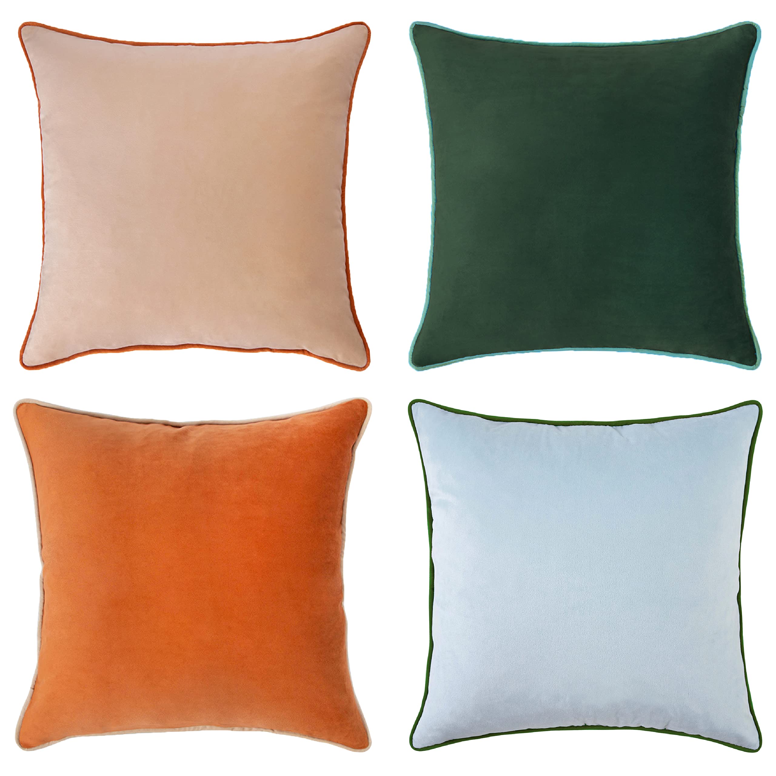 Photo 1 of MONDAY MOOSE Decorative Throw Pillow Covers Cushion Cases, Set of 4 Soft Velvet Modern Double-Sided Designs, Mix and Match for Home Decor, Pillow Inserts Not Included (20x20 inch, Orange/Green)