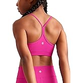 CRZ YOGA Girls Butterluxe Y Back Sports Bra - Yoga Athletic Casual Tops Scoop Neck Spaghetti Strap Padded Crop Kids Teen
