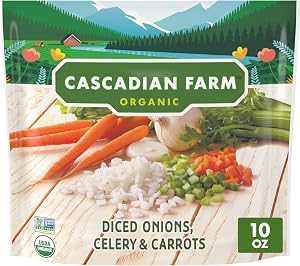 Cascadian Farm Organic Mirepoix, Onions, Celery and Carrots, 10 oz | Pre-Chopped Onions, Celery & Carrots, Non-GMO Project Ve