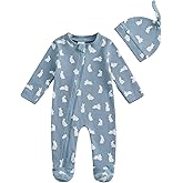 YINGISFITM My First Easter Baby Girl Boy Outfit Footie Romper Waffle Knit Zipper Onesie Jumpsuit Newborn Easter Clothes