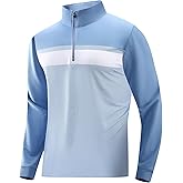 Damipow Mens Quarter Zip Pullover Golf Shirts Long Sleeve Zipper Sweatshirt Dry Fit Polo Outdoor Running Shirts for Men
